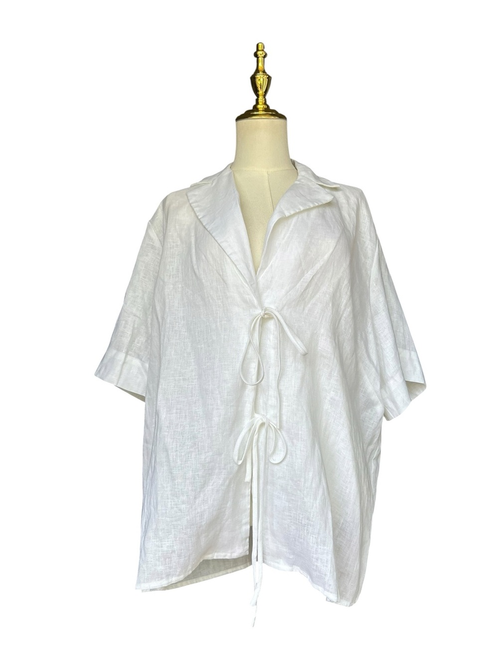 Dissh EMELIA White Linen Tie Relaxed Shirt Size US Size 6 NWT *Flaw - Picture 3 of 10